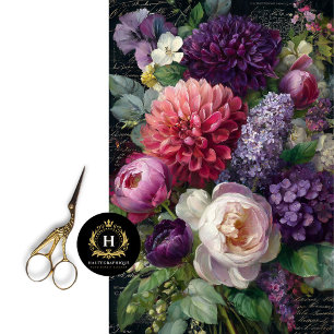 Papel De Seda Buquê Floral Romântico Escuro Decoupage