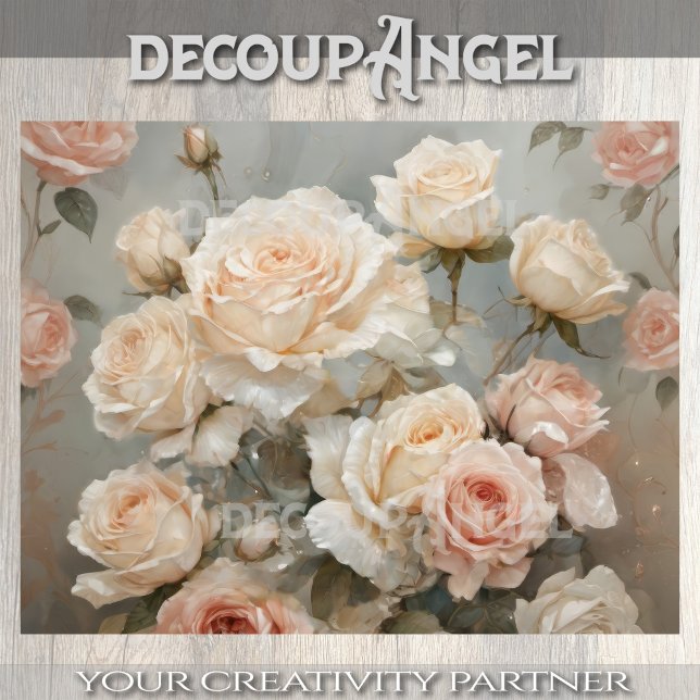Papel De Seda Buquê romântico de Rosas - Decoupage - (Criador carregado)