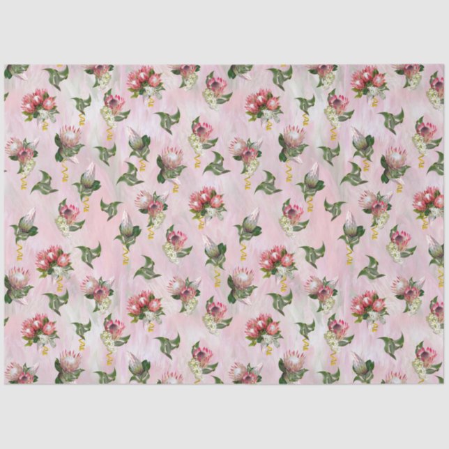 Papel De Seda Buquês de proteaginosas com folhas de salva (Frente )