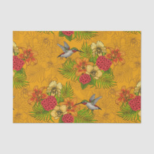 Papel De Seda Buquês tropicais e beija-flores 2