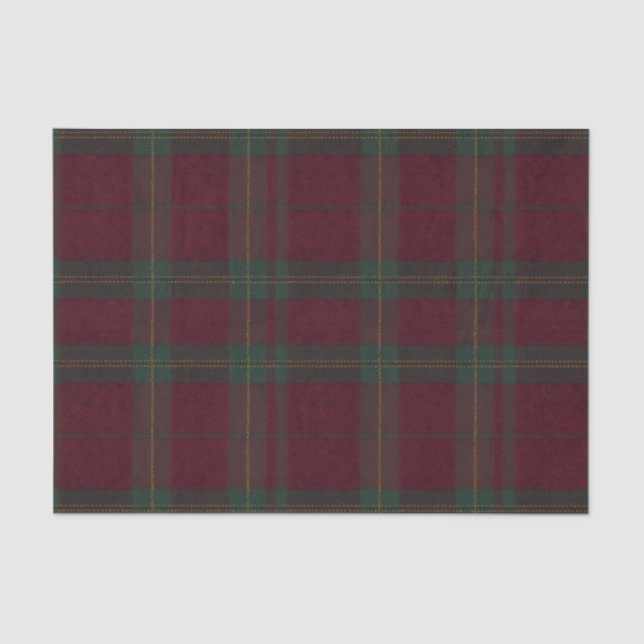 Papel De Seda Burgundy and Green Plaid Tartan Tissue Paper (Frente )
