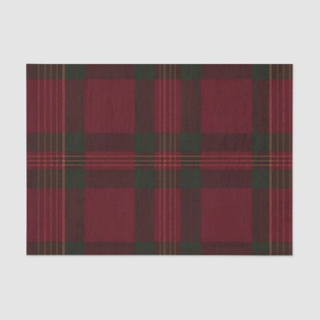 Papel De Seda Burgundy and Green Plaid Tissue Paper (Frente )