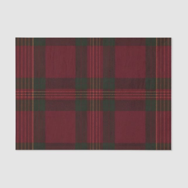 Papel De Seda Burgundy and Green Plaid Tissue Paper (Frente )