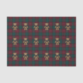 Papel De Seda Burgundy and Green Teddy Tartan Tissue Paper