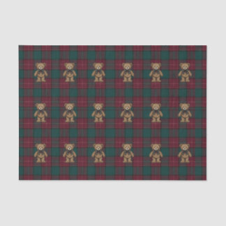 Papel De Seda Burgundy and Green Teddy Tartan Tissue Paper