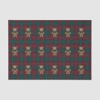 Papel De Seda Burgundy and Green Teddy Tartan Tissue Paper