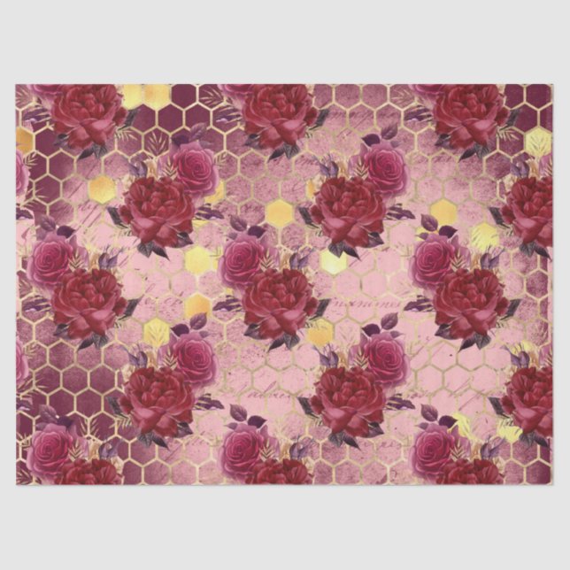 Papel De Seda Burgundy Bee Series Design 17 (Frente )