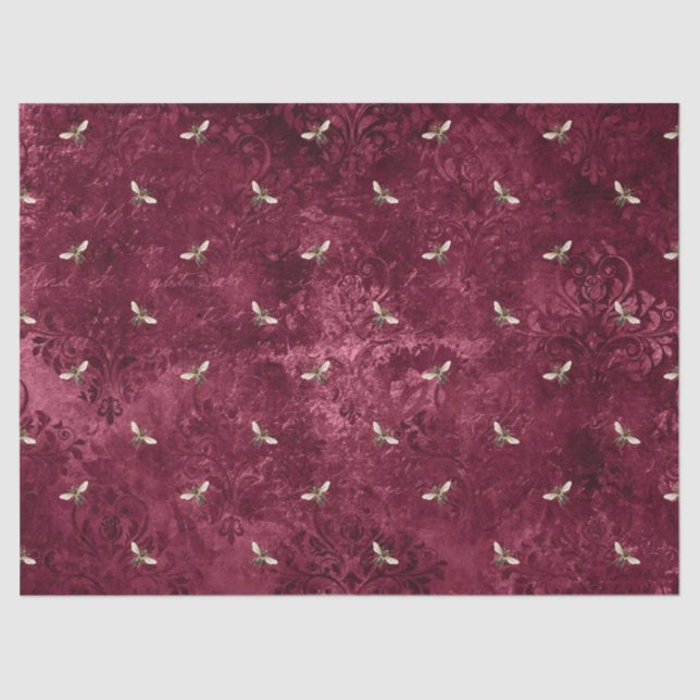 Papel De Seda Burgundy Bee Series Design Catorze (Frente )