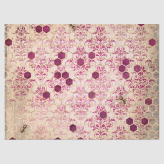 Papel De Seda Burgundy Bee Series Design Dezesseis