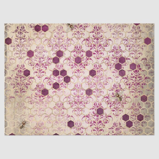 Papel De Seda Burgundy Bee Series Design Dezesseis (Frente )