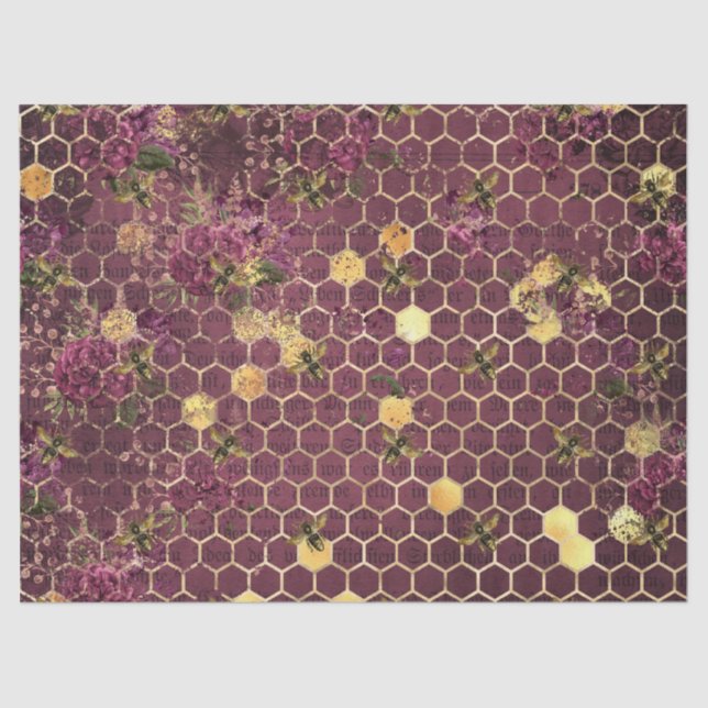 Papel De Seda Burgundy Bee Series Design One (Frente )