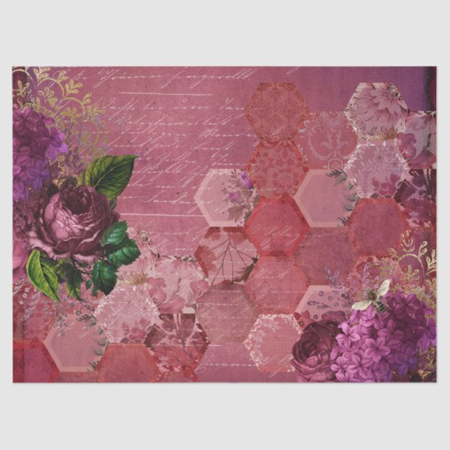 Papel De Seda Burgundy Bee Series Design Quinze (Frente )