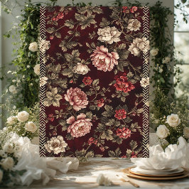 Papel De Seda Burgundy Chinoiserie Christmas Romantic Floral Art