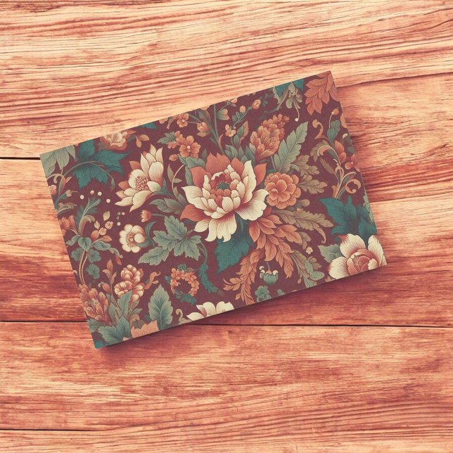 Papel De Seda Burgundy Chinoiserie Grandmillenial Toile Floral (Criador carregado)