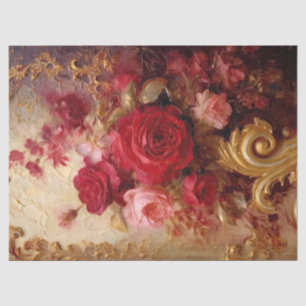 Papel De Seda Burgundy de aquarelas e ouro francês de rosa