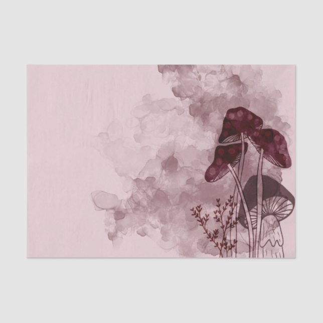 Papel De Seda Burgundy Neon Mushroom (Frente )