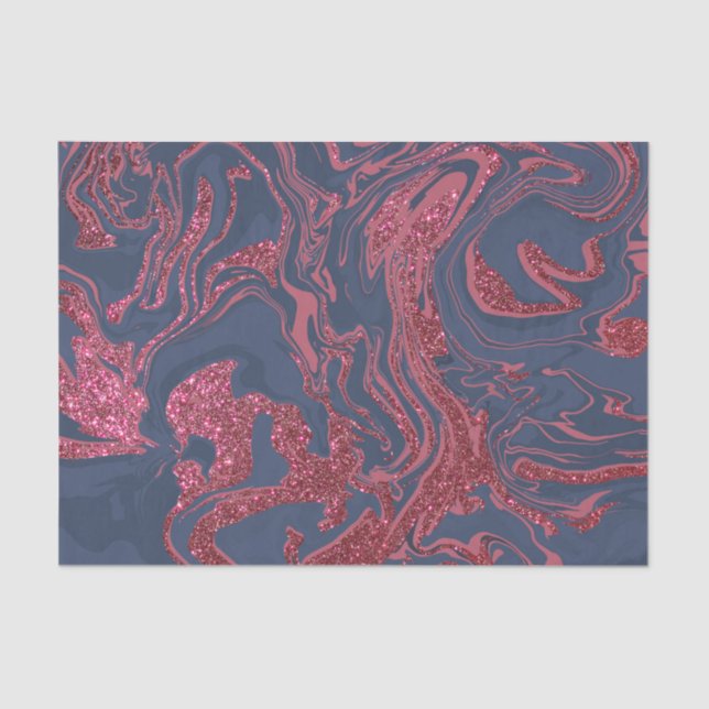 Papel De Seda Burgundy Red Marinho Blue Gliter Marble (Frente )