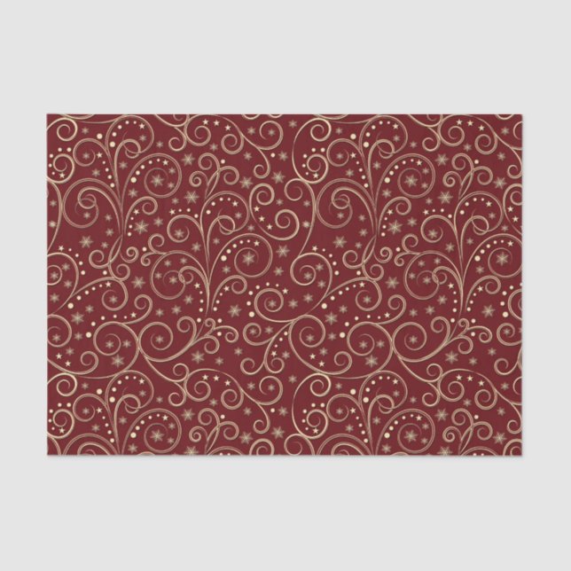 Papel De Seda Burgundy Scrolls Tissue Paper  (Frente )