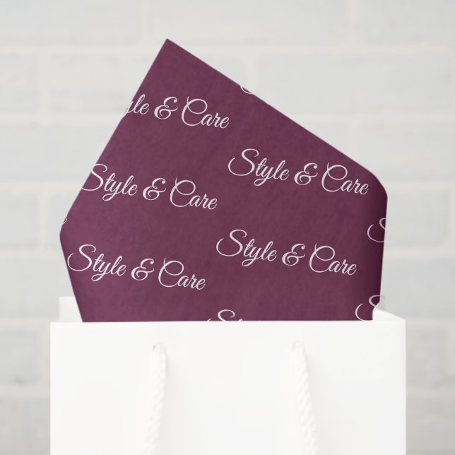 Papel De Seda Burgundy Tissue Paper with Name Pattern Print (Sacola de presentes)
