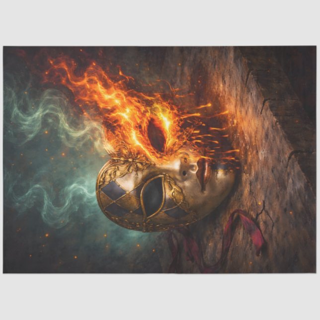 Papel De Seda Burning Venetian Mask Decoupage (Frente )