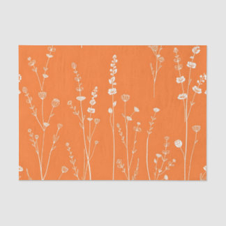 Papel De Seda Burnt Orange Wildflower Minimal Pattern