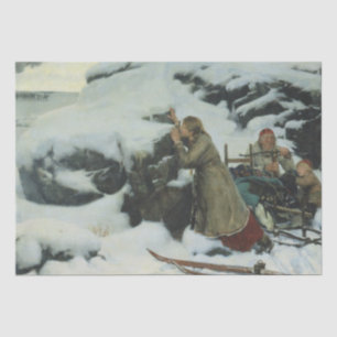Papel De Seda Burnt Village in Winter (por Albert Edelsense)