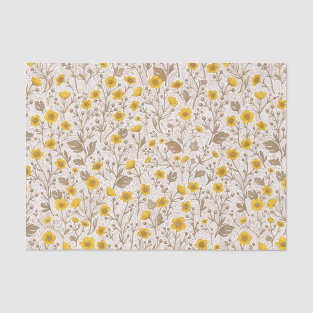 Papel De Seda Buttercups, amarelo e marrom (Frente )
