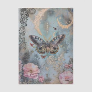 Papel De Seda Butterfly Crescent Moon Flowers Decoupage