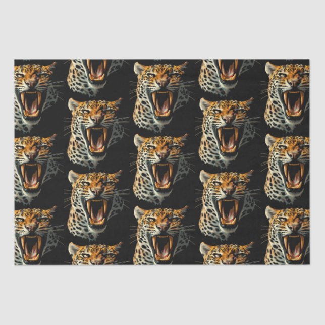 Papel De Seda Cabeça de ataque com picos-leopardo (Frente )