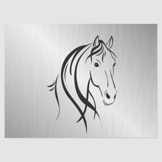 Papel De Seda Cabeça de Cavalo em Prata (Frente )