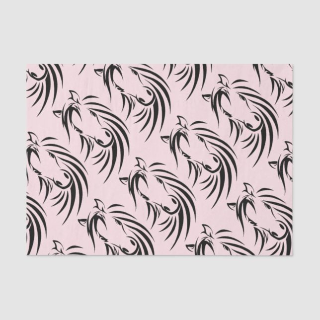 Papel De Seda Cabeça de Cavalo Negro a Rosa (Frente )
