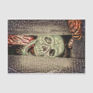 Papel De Seda Cabeça de Crânio Verde Gótica