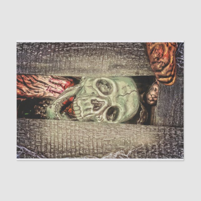 Papel De Seda Cabeça de Crânio Verde Gótica (Frente )