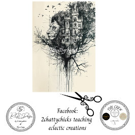 Papel De Seda Cabeça de Leão Silhueta na Sequência de Árvore