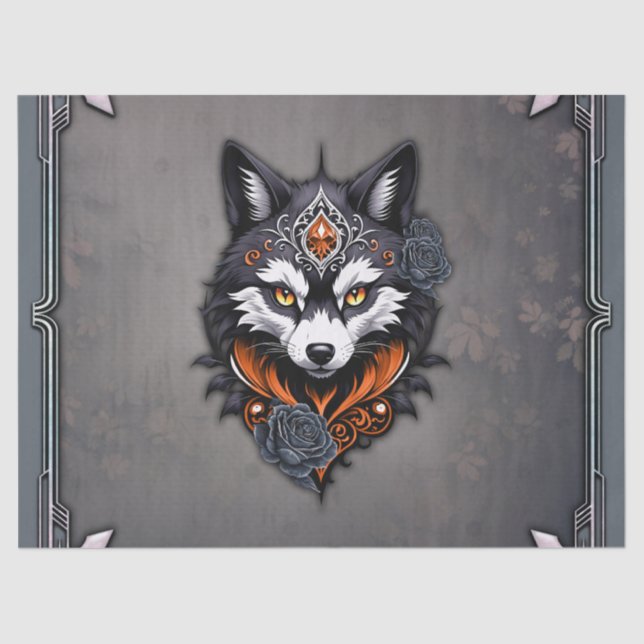 Papel De Seda Cabeça de lobo majestoso, terminada em um profundo (Frente )