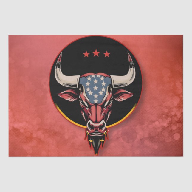 Papel De Seda Cabeça de touro Patriótica, um touro Americano (Frente )