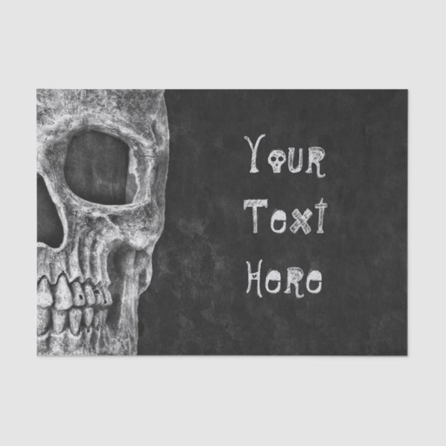 Papel De Seda Cabeça Gótica Personalizada A Preto E Branco (Frente )