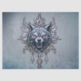 Papel De Seda Cabeça mística de lobo.