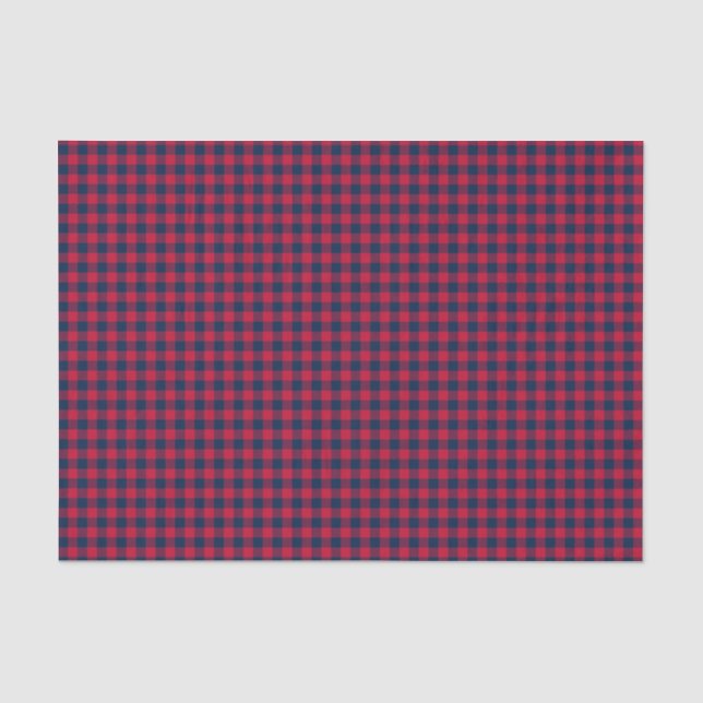 Papel De Seda Cabelo de basebol. Tecido Gingham Molhado-Vermelho (Frente )