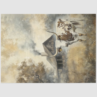 Papel De Seda Cabina de Madeira Longhorn Decoupage em campo