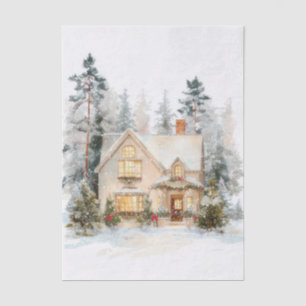 Papel De Seda Cabine de Natal em Estilo Vintage