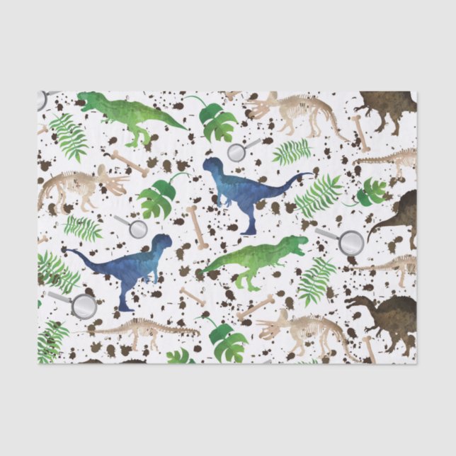 Papel De Seda Caça ao Dinossauro! Dinossauros em Safari Boys Kid (Frente )