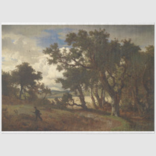 Papel De Seda Caçador numa Paisagem Rural (Andreas Achenbach)