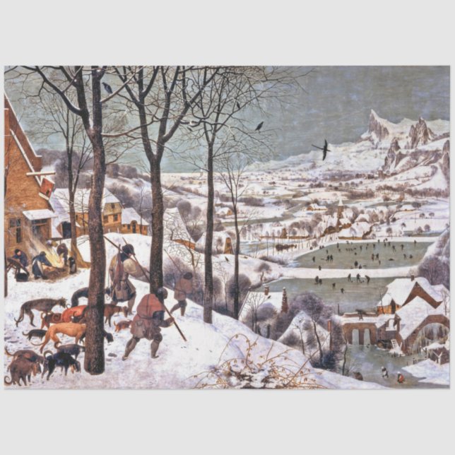 Papel De Seda Caçadores na neve, Pieter Bruegel, o Velho (Frente )