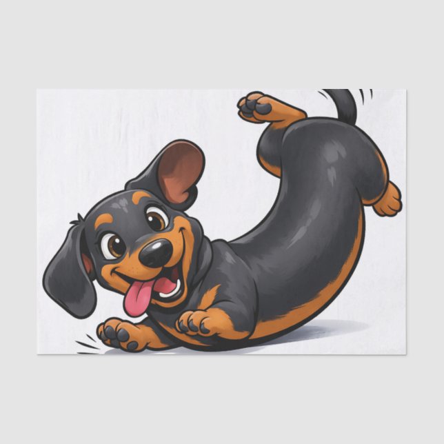 Papel De Seda Cachorrinho brincalhão Dachshund  (Frente )
