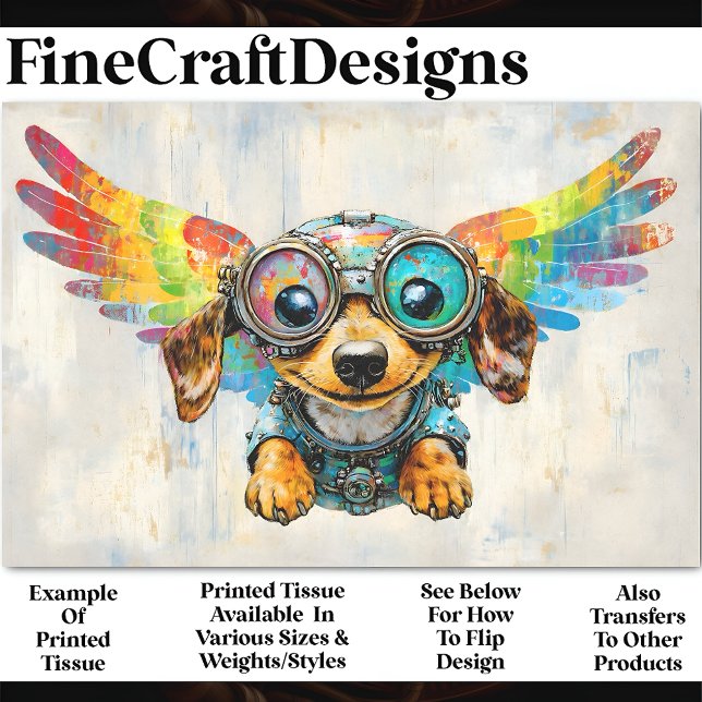 Papel De Seda Cachorrinho Dachshund Fofo de Steampunk Com Asas A (Criador carregado)
