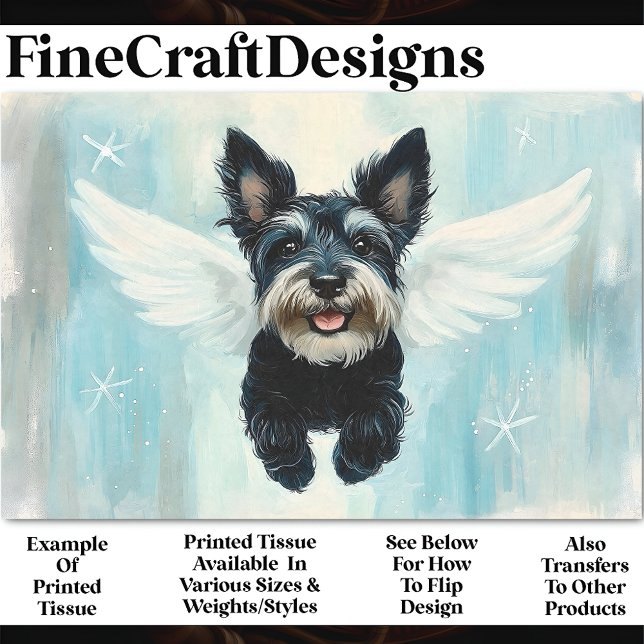 Papel De Seda Cachorrinho Terrier Voador Com Asas AU8 Decoupage (Criador carregado)