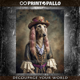 Papel De Seda Cachorro Afghan Hound hippie vestido com traje tra