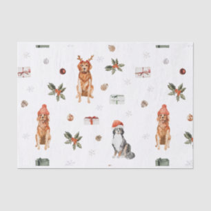 Papel De Seda Cachorro Aquarela Natal