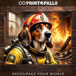 Papel De Seda Cachorro Basset Hound como Bombeiro -